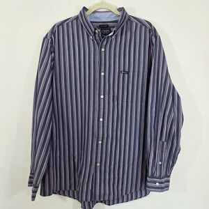 Ralph Lauren Chaps Mens Easy Care‎ Long Sleeve Button Down Striped Polo XLT